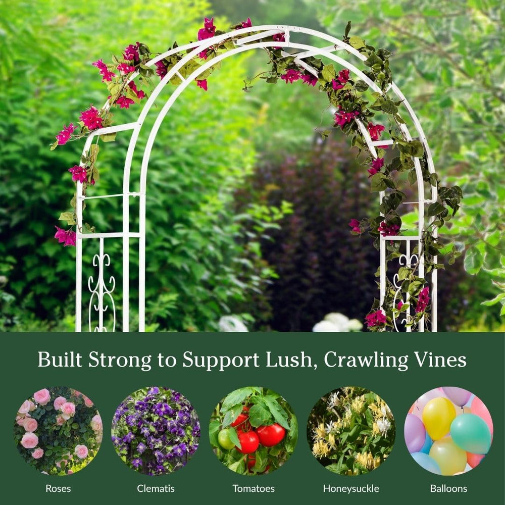Evergreen Garden arbor styled for a wedding showing event-ready backdrop and elegant framing