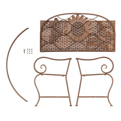 Evergreen Garden seat and arm detail showing sturdy metal construction and comfort