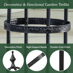 Evergreen Garden trellis in pot on patio demonstrating container use and space saving