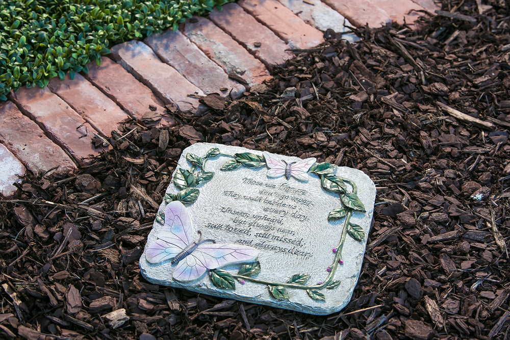 Evergreen Garden stone next to a hand demonstrating 10-inch scale and easy placement benefit