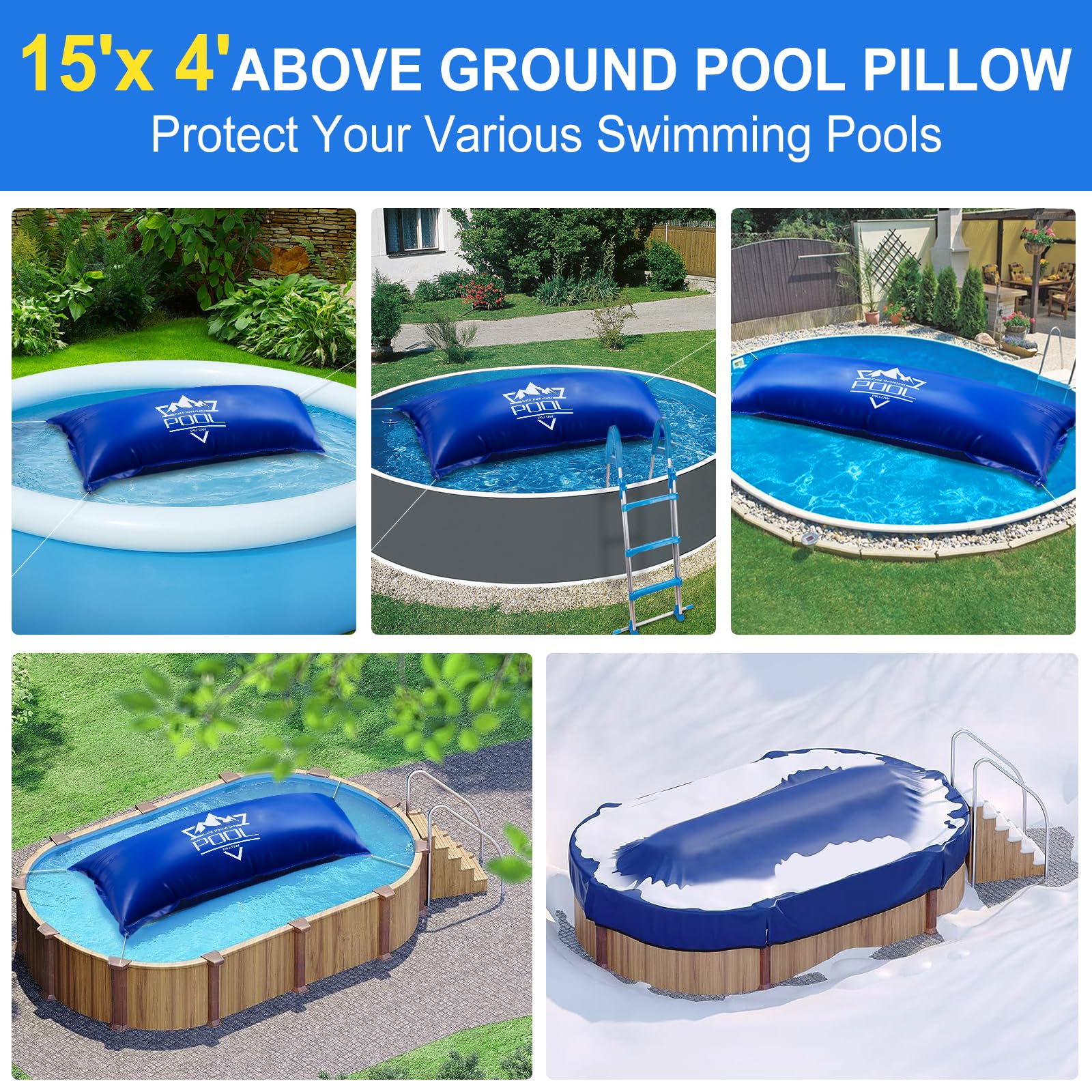 EVERRUSH pillow inflated under winter cover shedding snow and debris off center