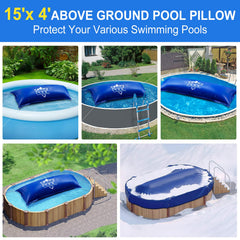 EVERRUSH pillow inflated under winter cover shedding snow and debris off center