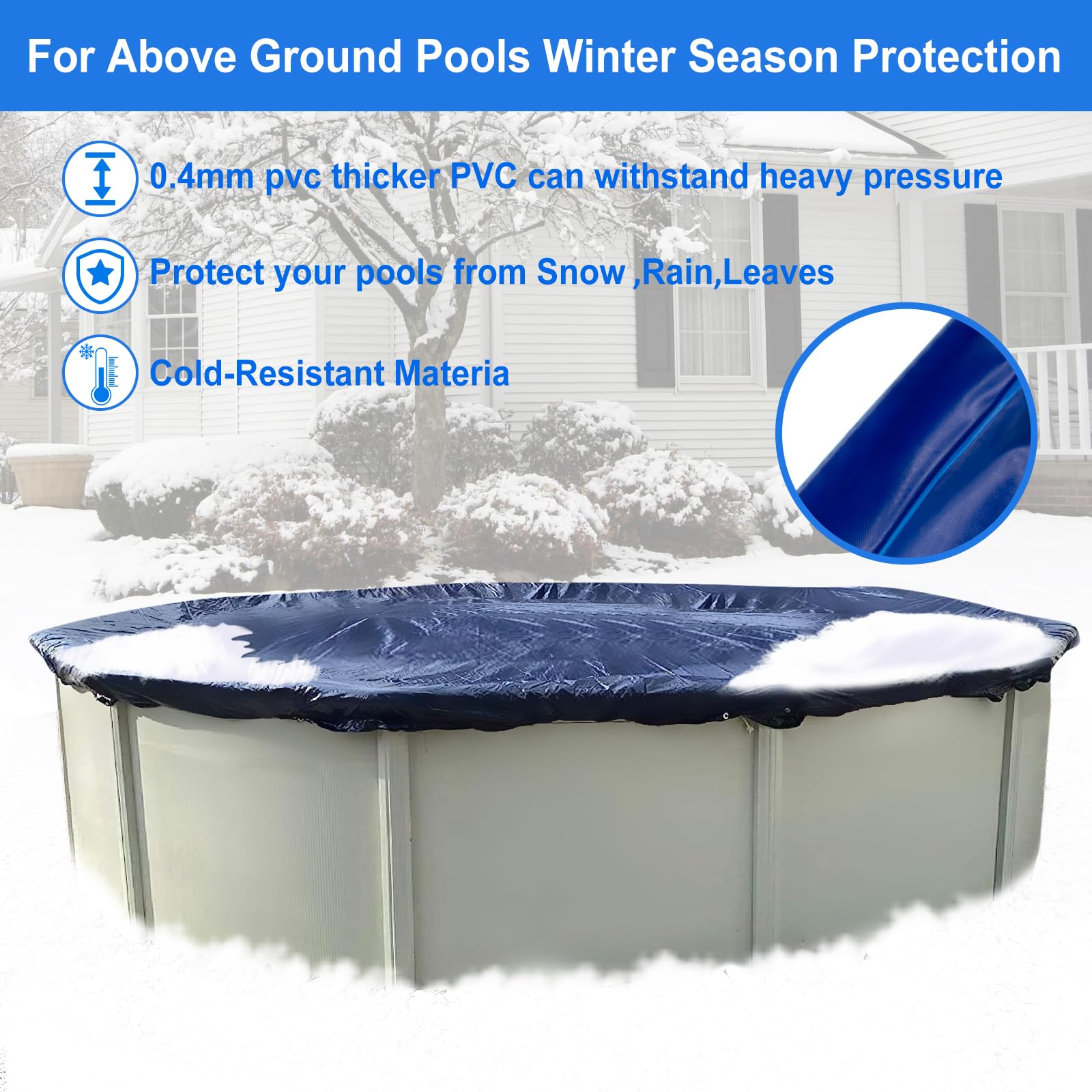 EVERRUSH lifestyle shot of winterized backyard showing reduced cover pooling and cleanup ease