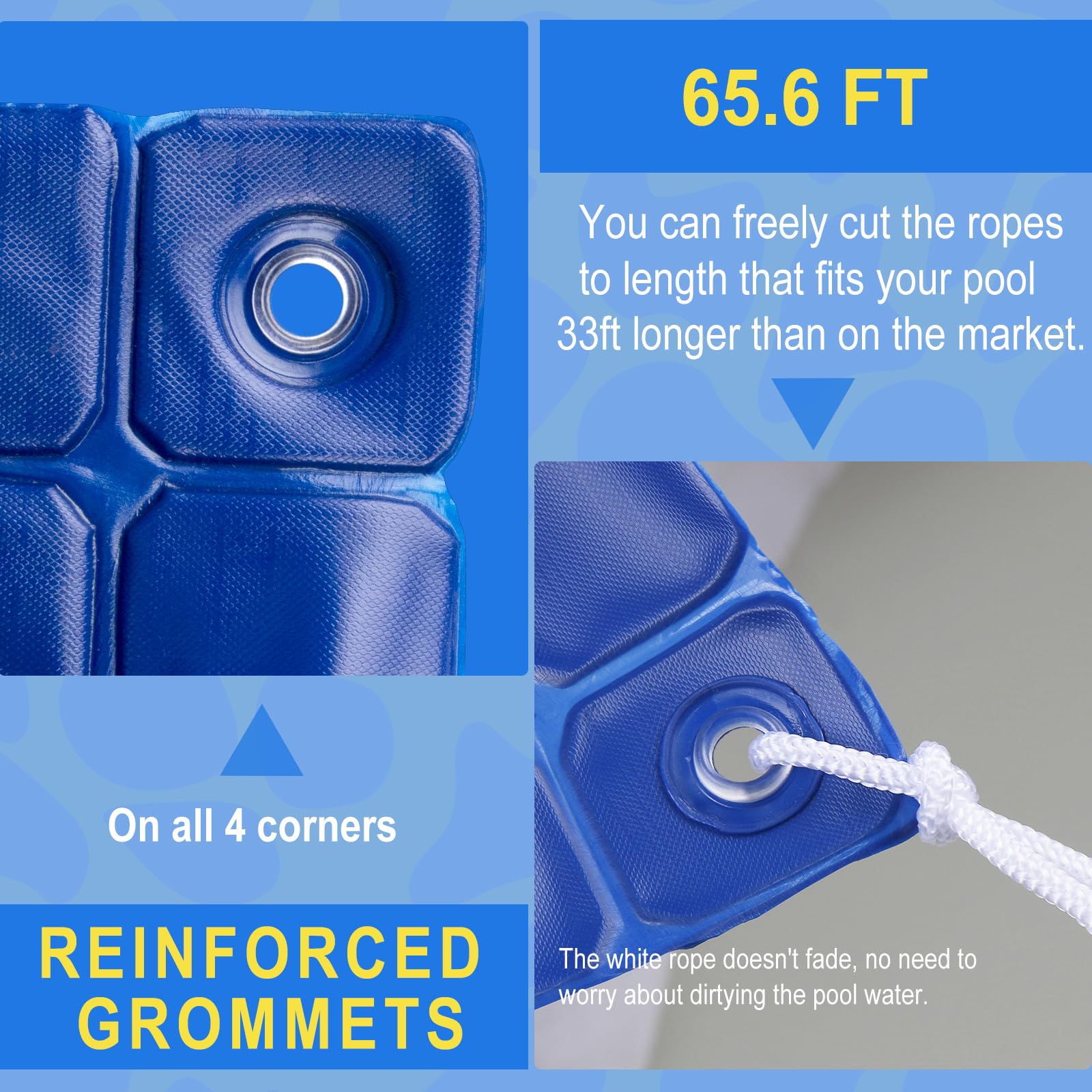 EVERRUSH reinforced locking ring and rope securing pillow in pool center for stability