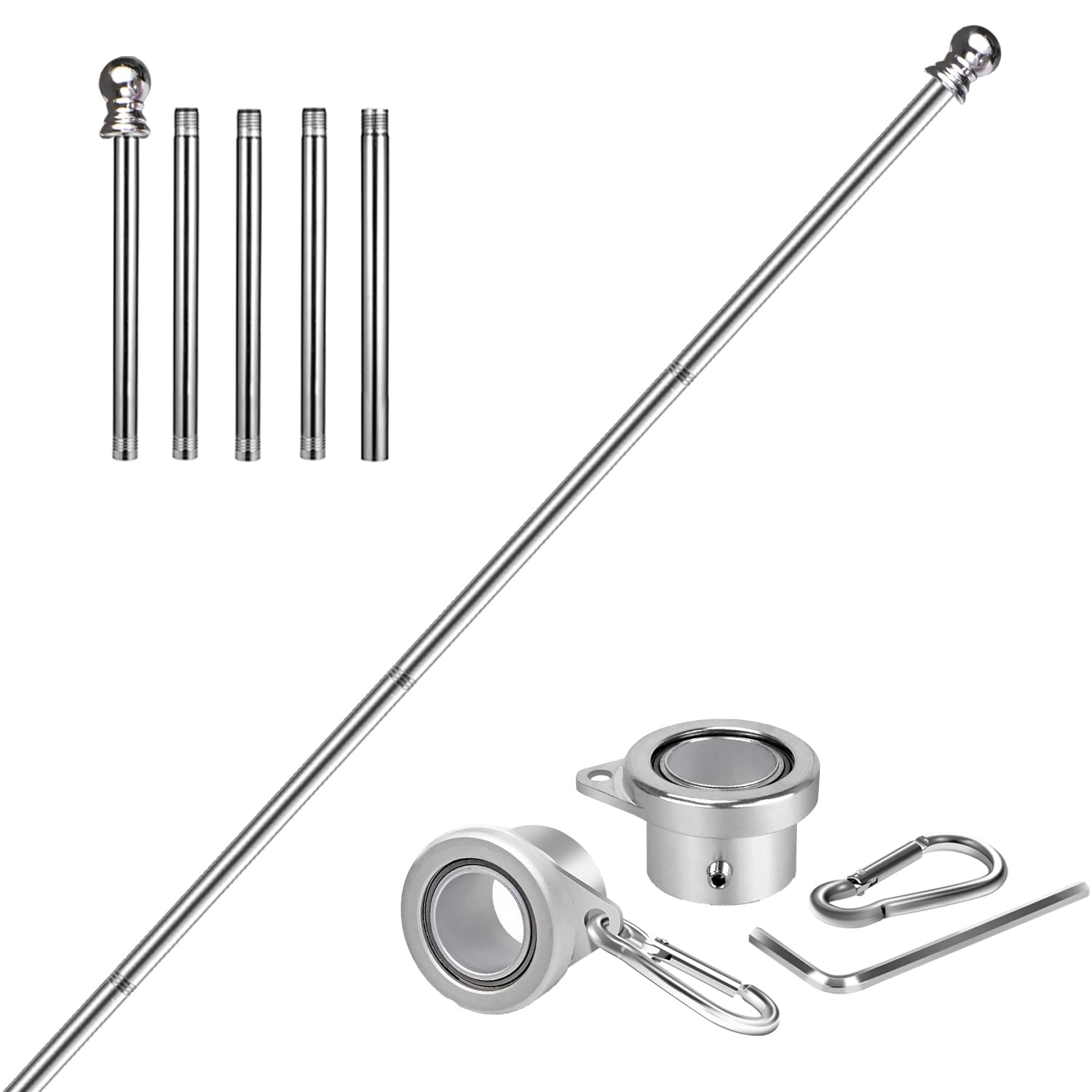evertoco front view of 6ft stainless steel pole showing full length and finish benefit