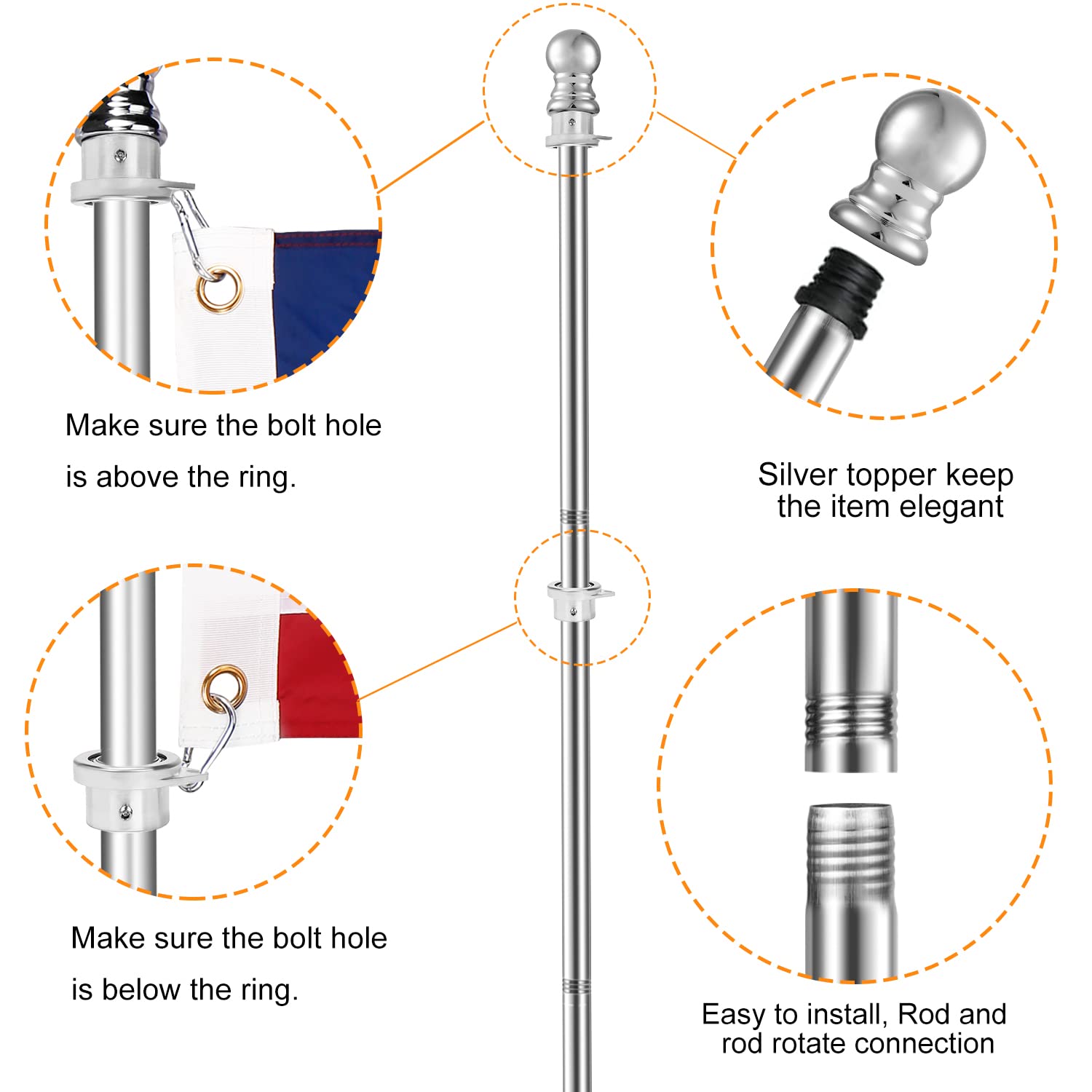 evertoco pole mounted on house with flag showing clear display benefit