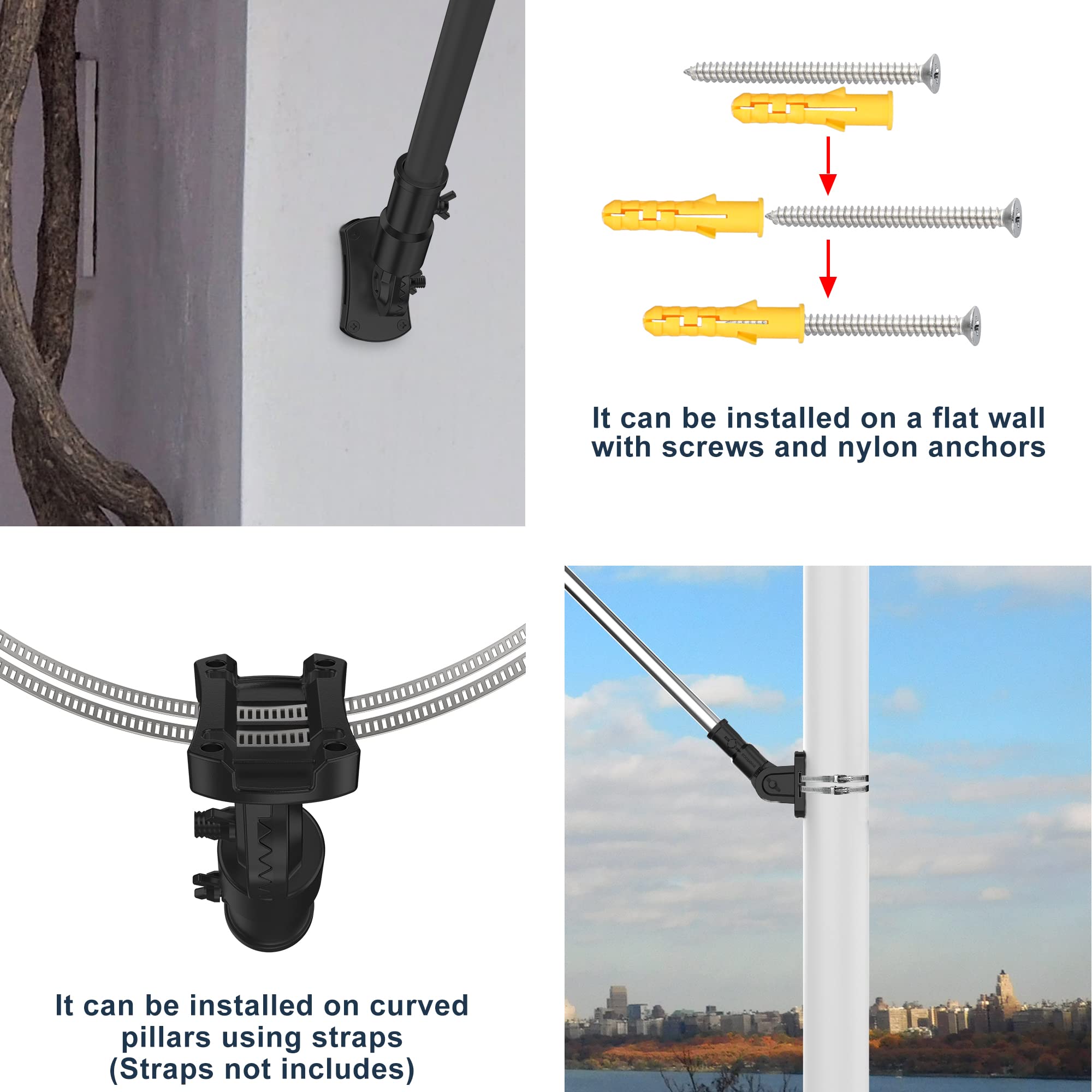 evertoco bracket strapped to round post showing versatile installation option