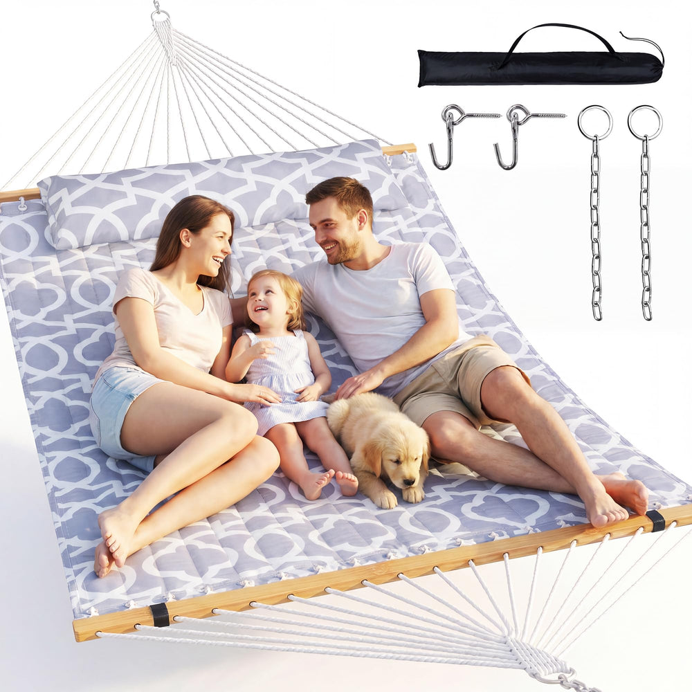 Everyfun front view double hammock showing full flat bed and inviting lounge