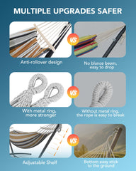 Everyfun hammock with two people using it, illustrating roomy 600 lb capacity