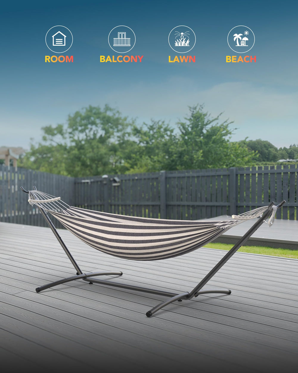 Everyfun compact carrying bag with hammock and stand packed for travel