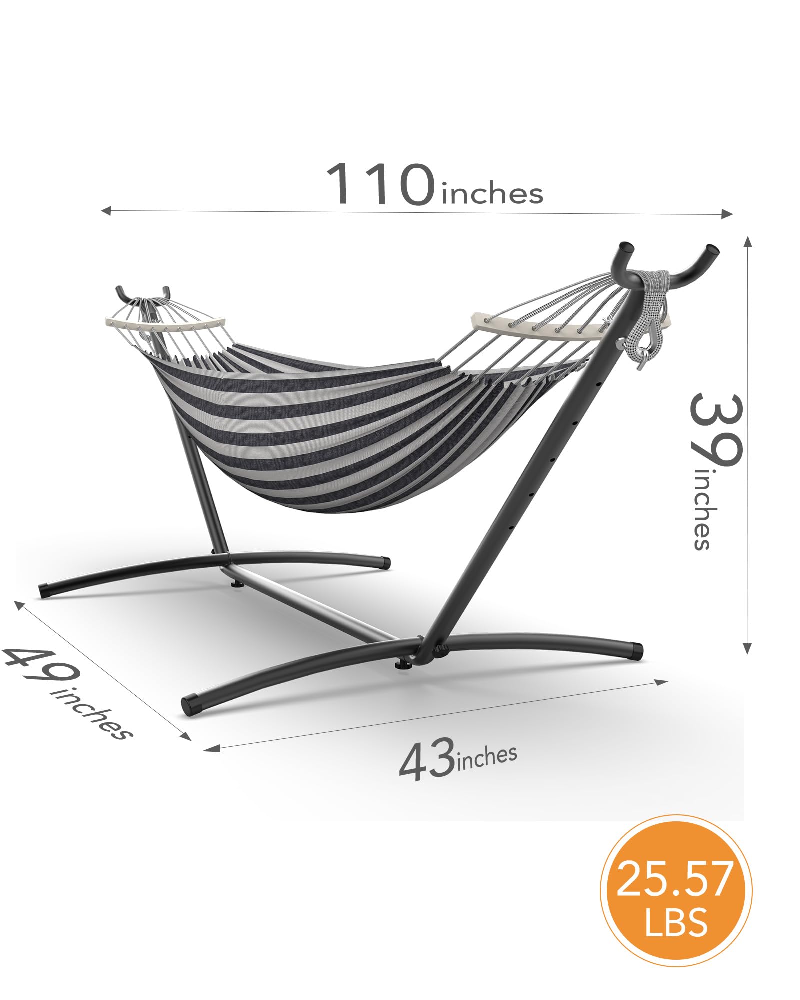 Everyfun hammock shown with two adults for scale showing 600 lb capacity