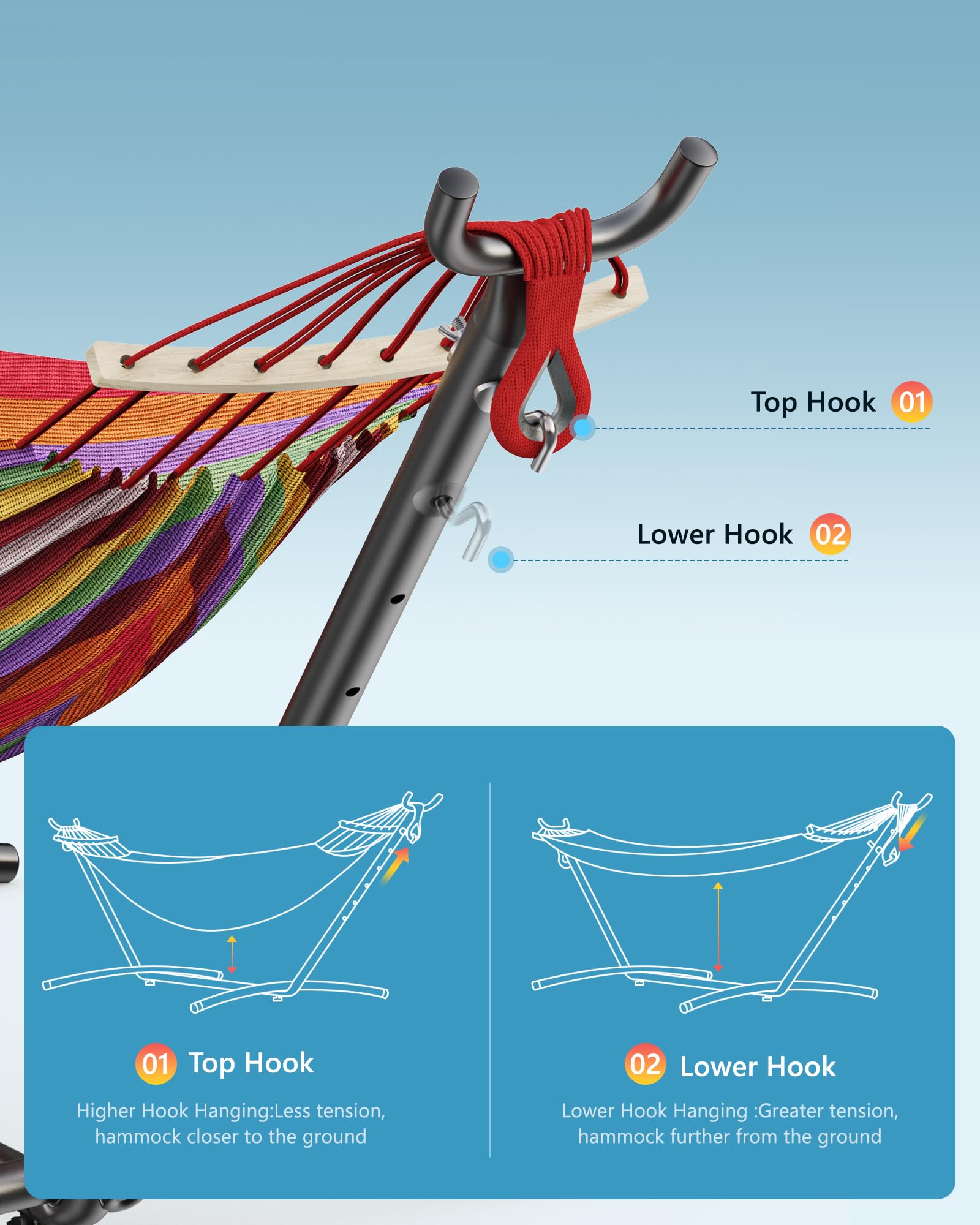 EveryFun hammock next to person for size scale and easy placement