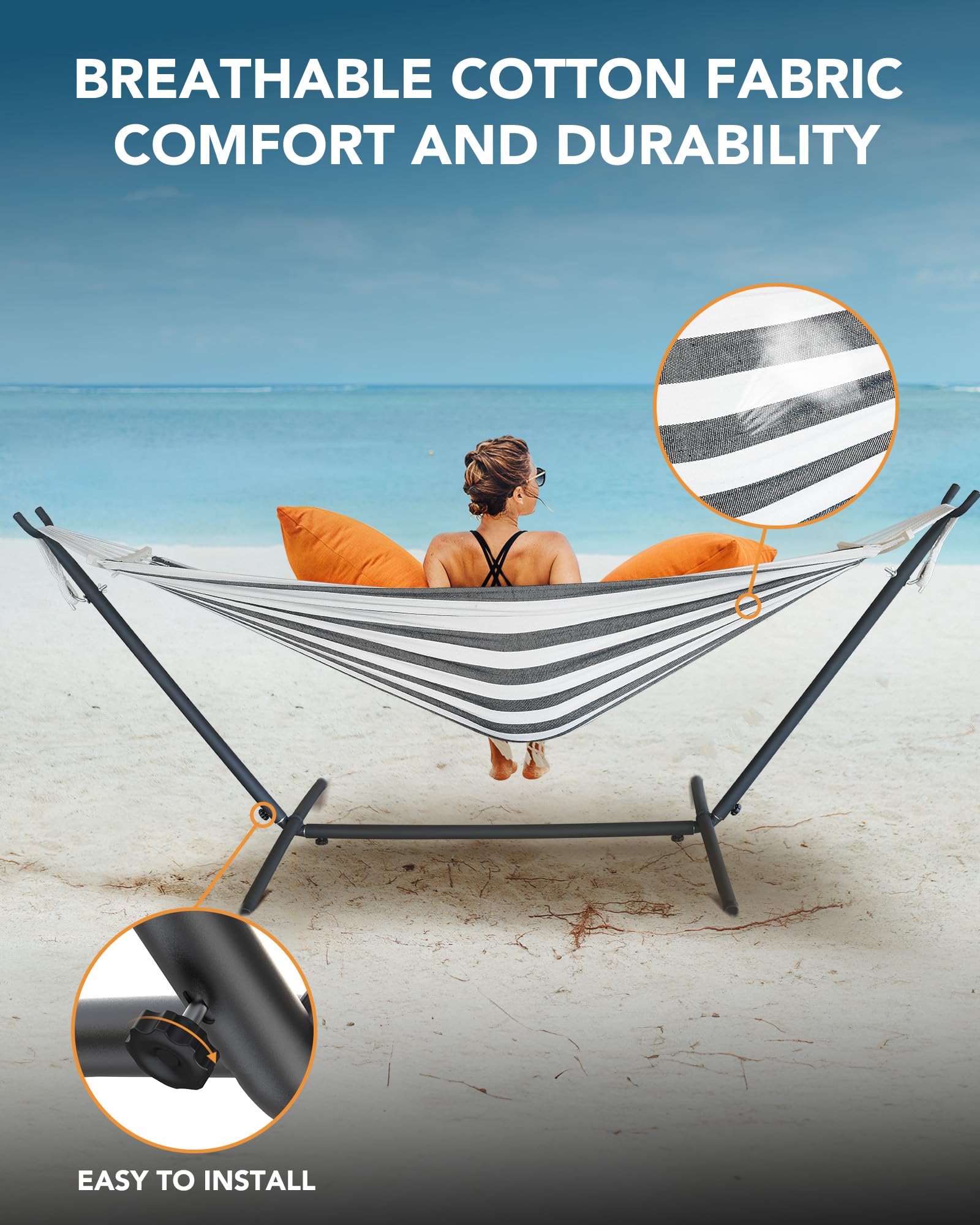 Everyfun spreader bar and adjustable hooks close-up showing anti-rollover safety