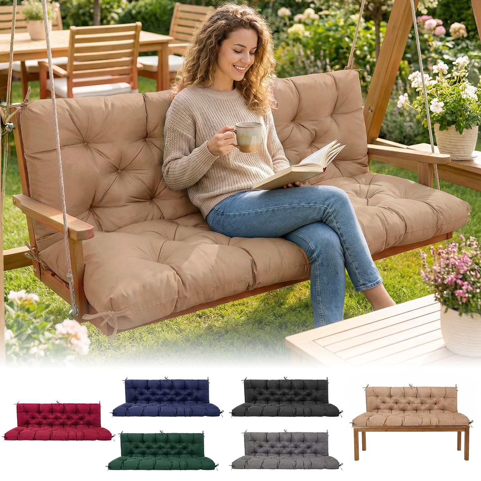 EVJUICION front view of 60-inch cushion showing full three-seat coverage and comfort