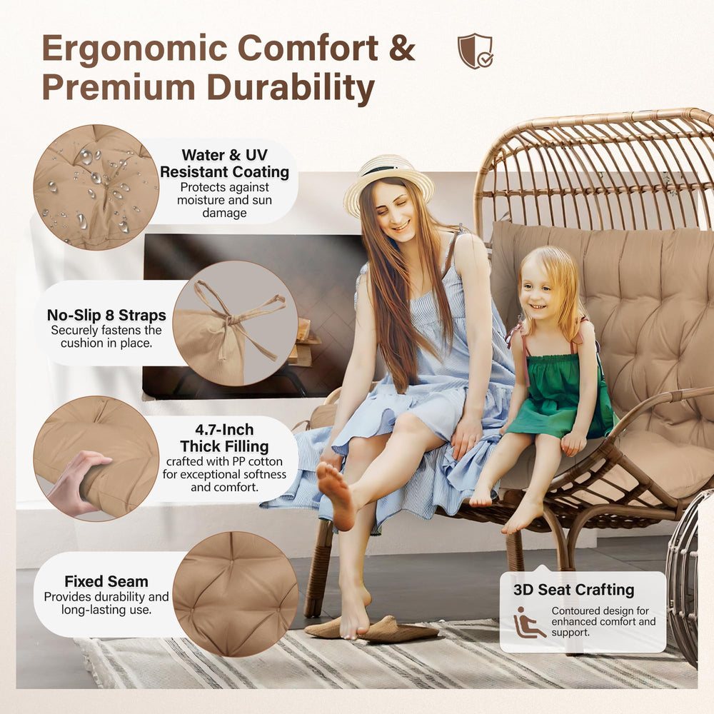 EVJUICION installed on a porch swing showing secure fit and enhanced outdoor comfort