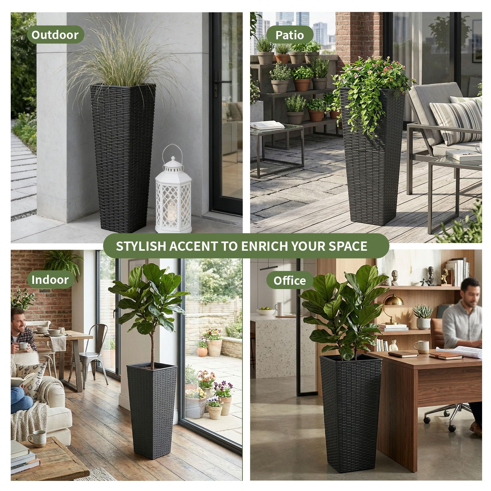 EVLIQUIL pair of planters flanking entryway adding instant curb appeal and symmetry