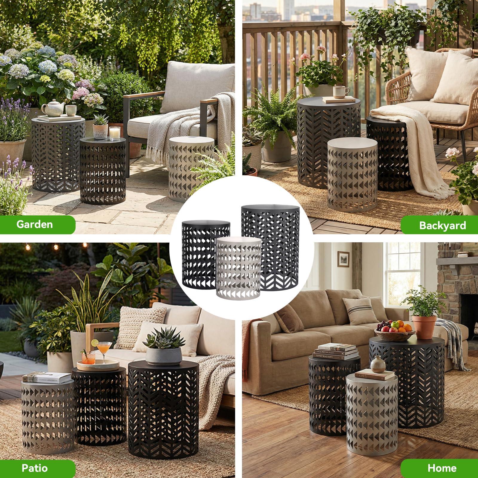 EVLIQUIL on patio with plants and drinks showing versatility and outdoor appeal