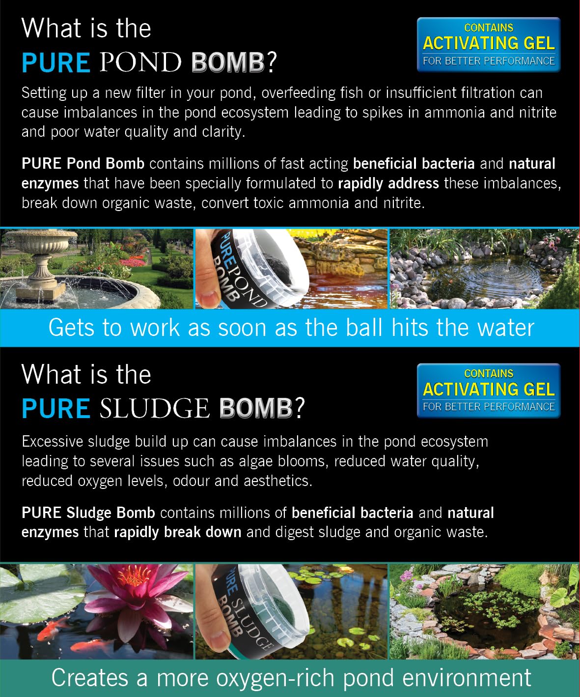Evolution Aqua PURE Duo Pack applied to pond surface speeds particle breakdown