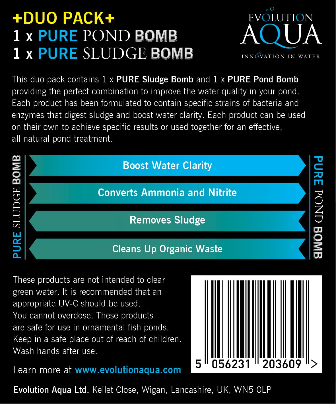 Evolution Aqua product label closeup shows dosing instructions for safe use