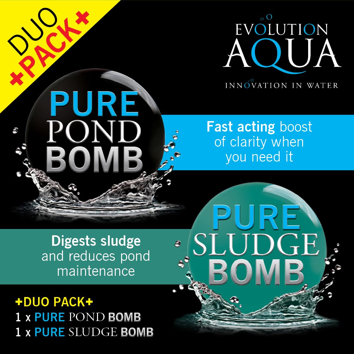 Evolution Aqua before-and-after pond comparison demonstrates clearer water