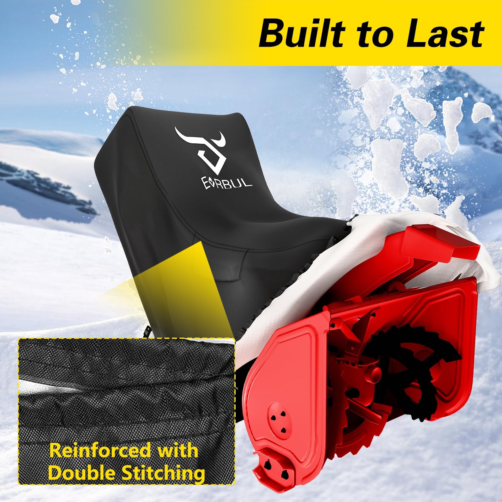 EVRBUL fitted on 22-inch snowblower demonstrating proper coverage