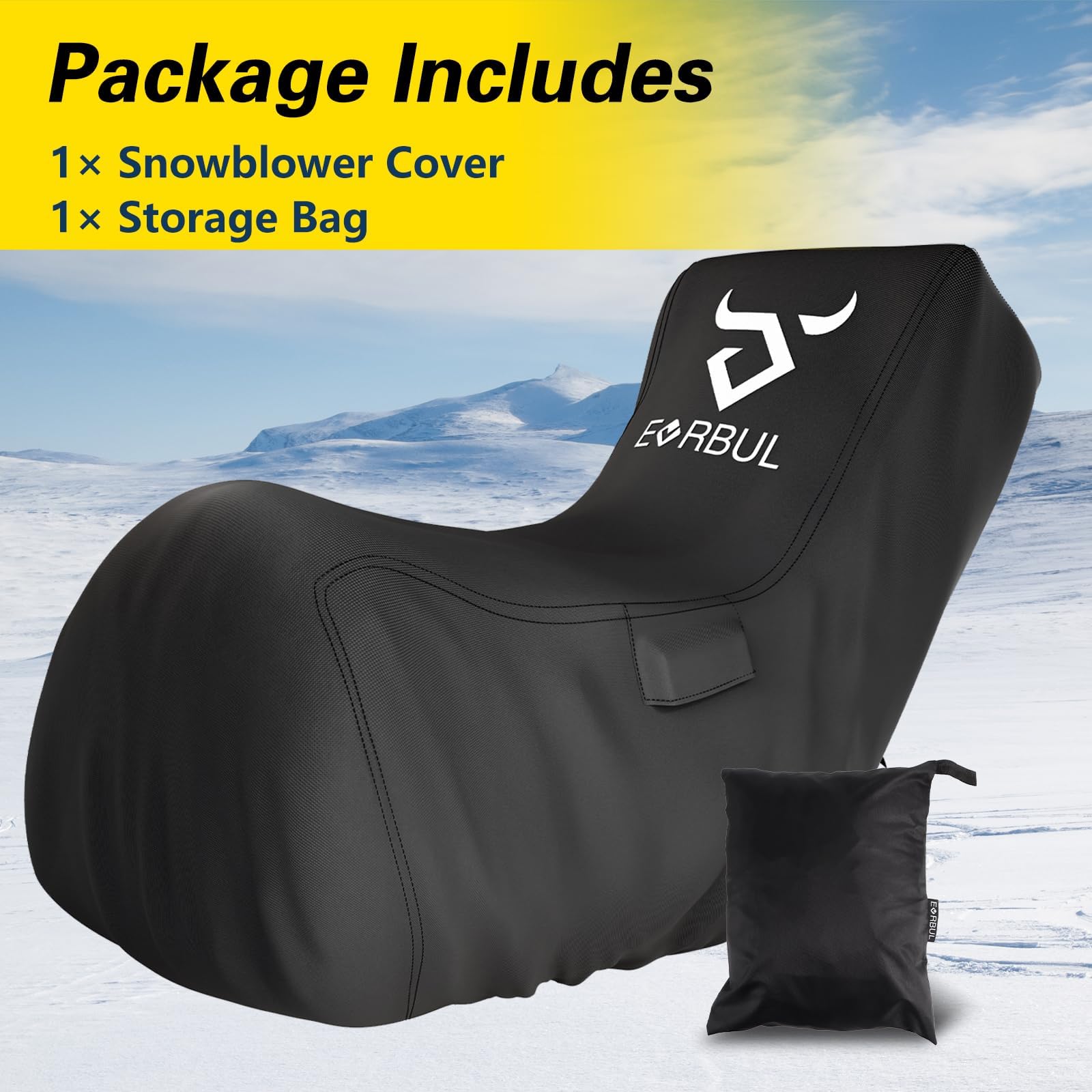 EVRBUL fitted on 28-inch two-stage snowthrower showing full protection