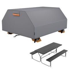 EVRBUL front view on 6 ft picnic table showing full coverage and protection