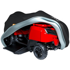 EVRBUL front view on mower showing full coverage and weather protection