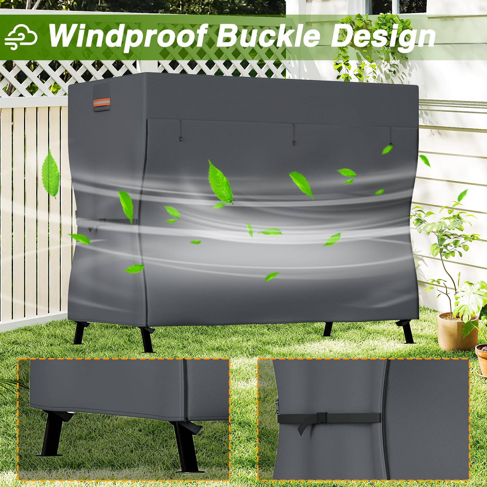 EVRBUL installed on three-seat swing showing secure coverage benefit
