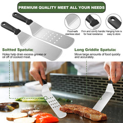 EWFEN slant-edge scraper and chopper detail showing efficient griddle cleaning