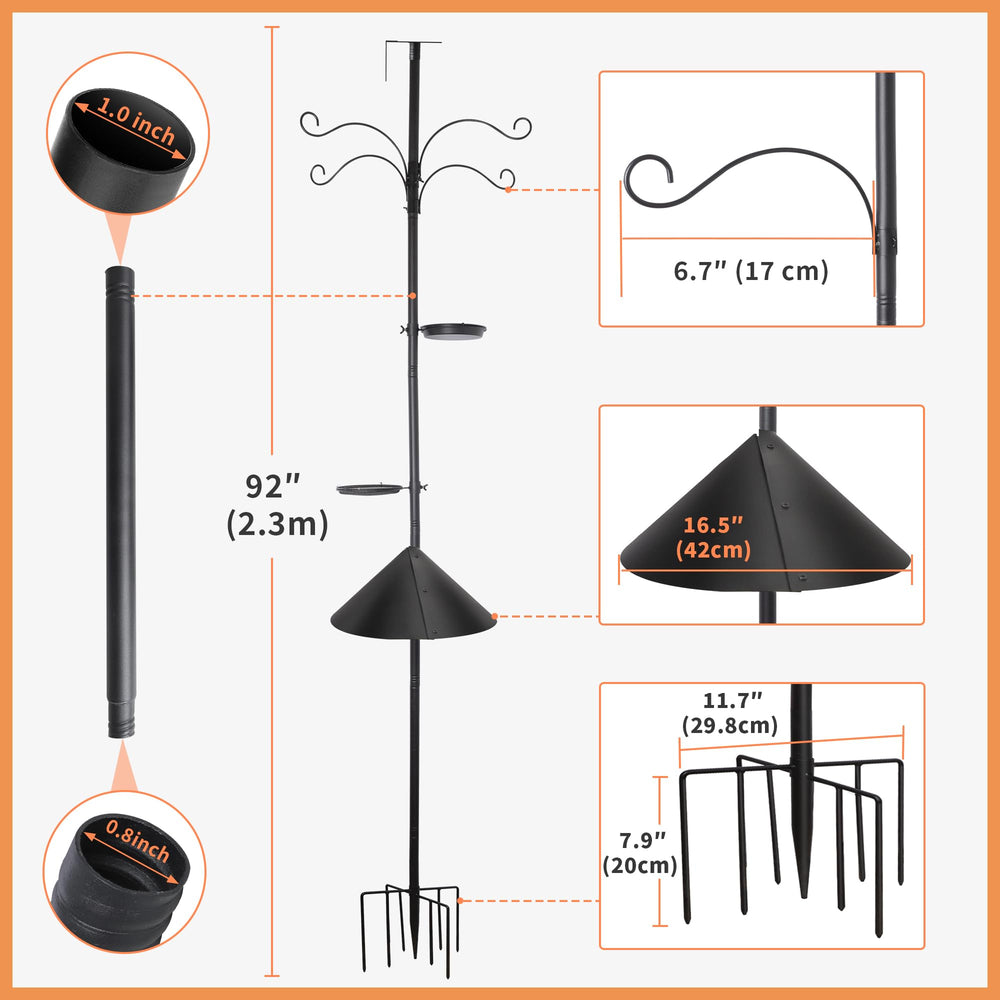 eWonLife extended pole showing adjustable 47 to 92-inch height for flexible placement