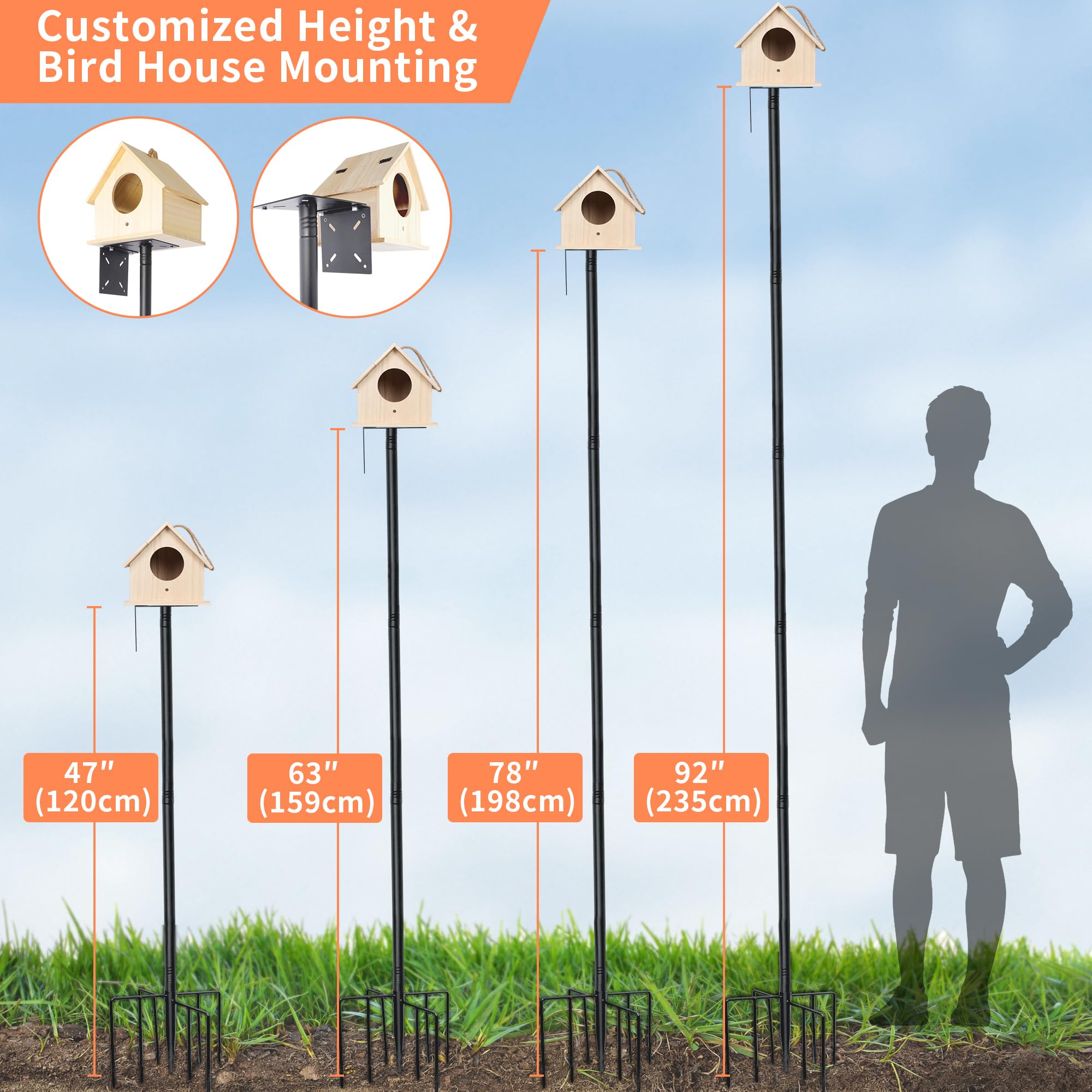 eWonLife shepherd hooks with hanging feeders showing multiple feeder convenience