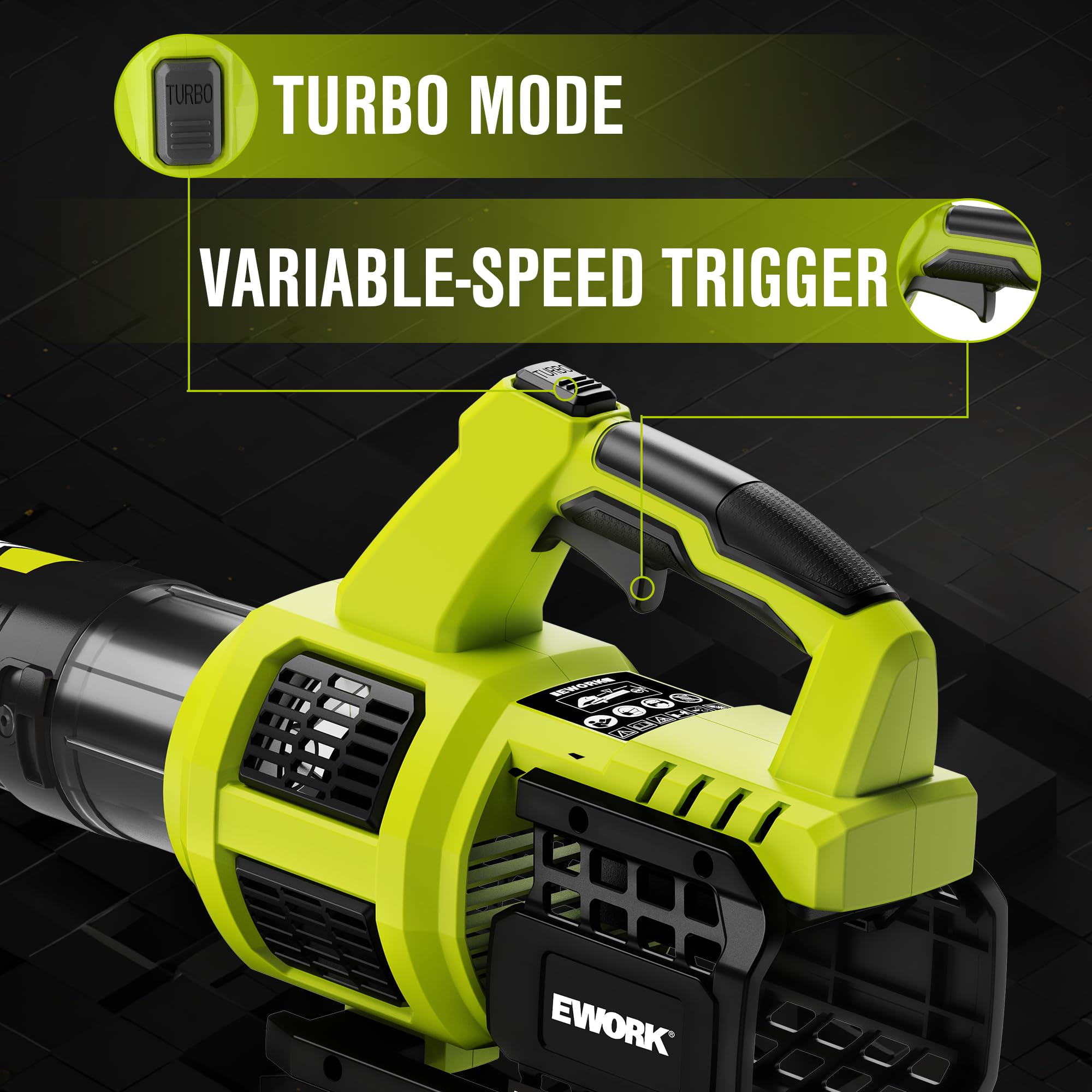 EWORK batteries with fast charger demonstrating quick recharge safety