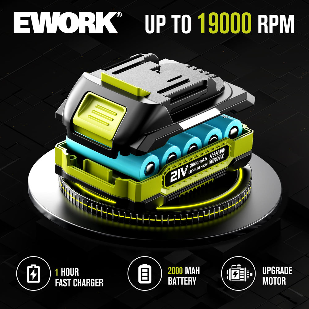EWORK closeup control panel highlighting three-speed selection for precision