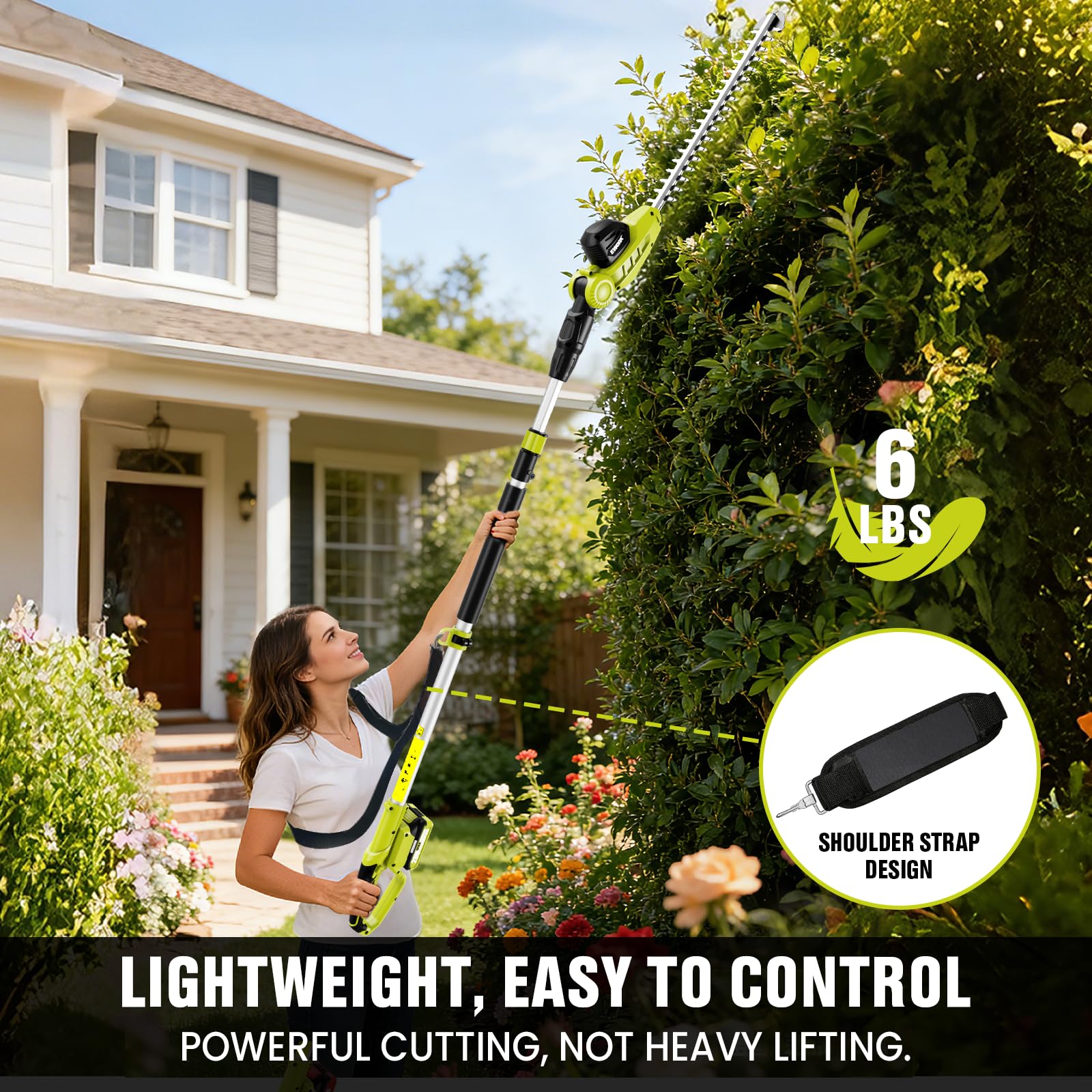 EWORK handle and dual-switch controls close-up showing safe ergonomic operation benefit
