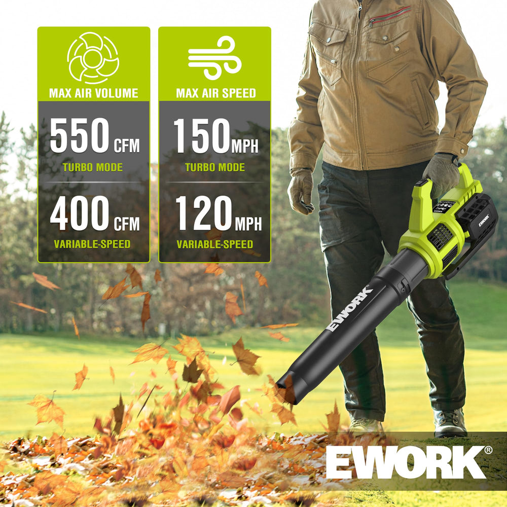 EWORK hedge trimmer blade close-up showing laser-cut edge for cleaner cuts