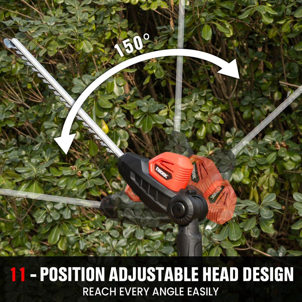 EWORK pivoting head detail illustrating adjustable angles for precise shaping