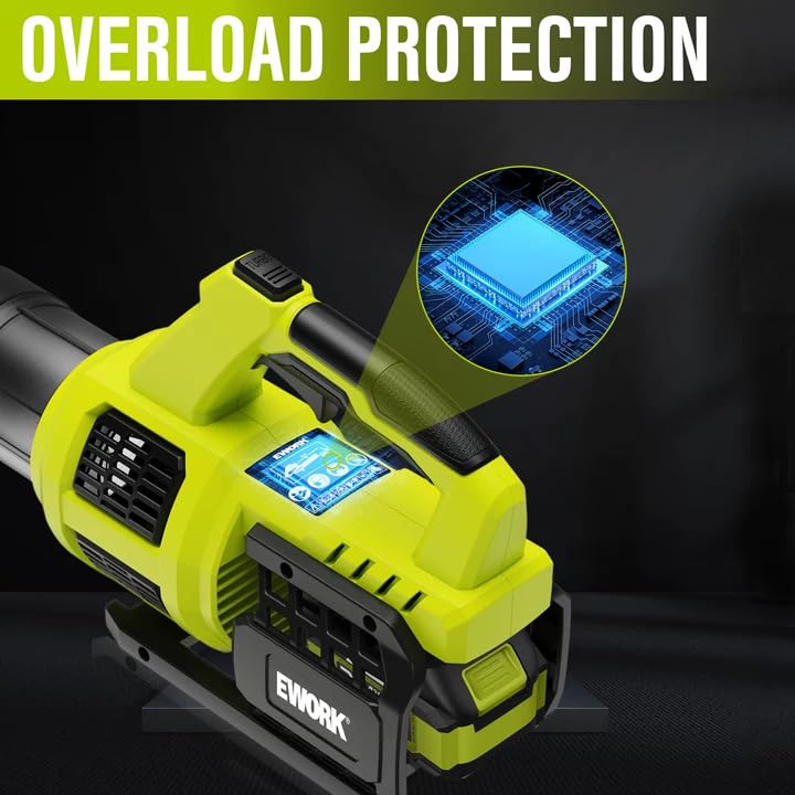 EWORK blower held in hand to demonstrate lightweight 3.2 lb portability