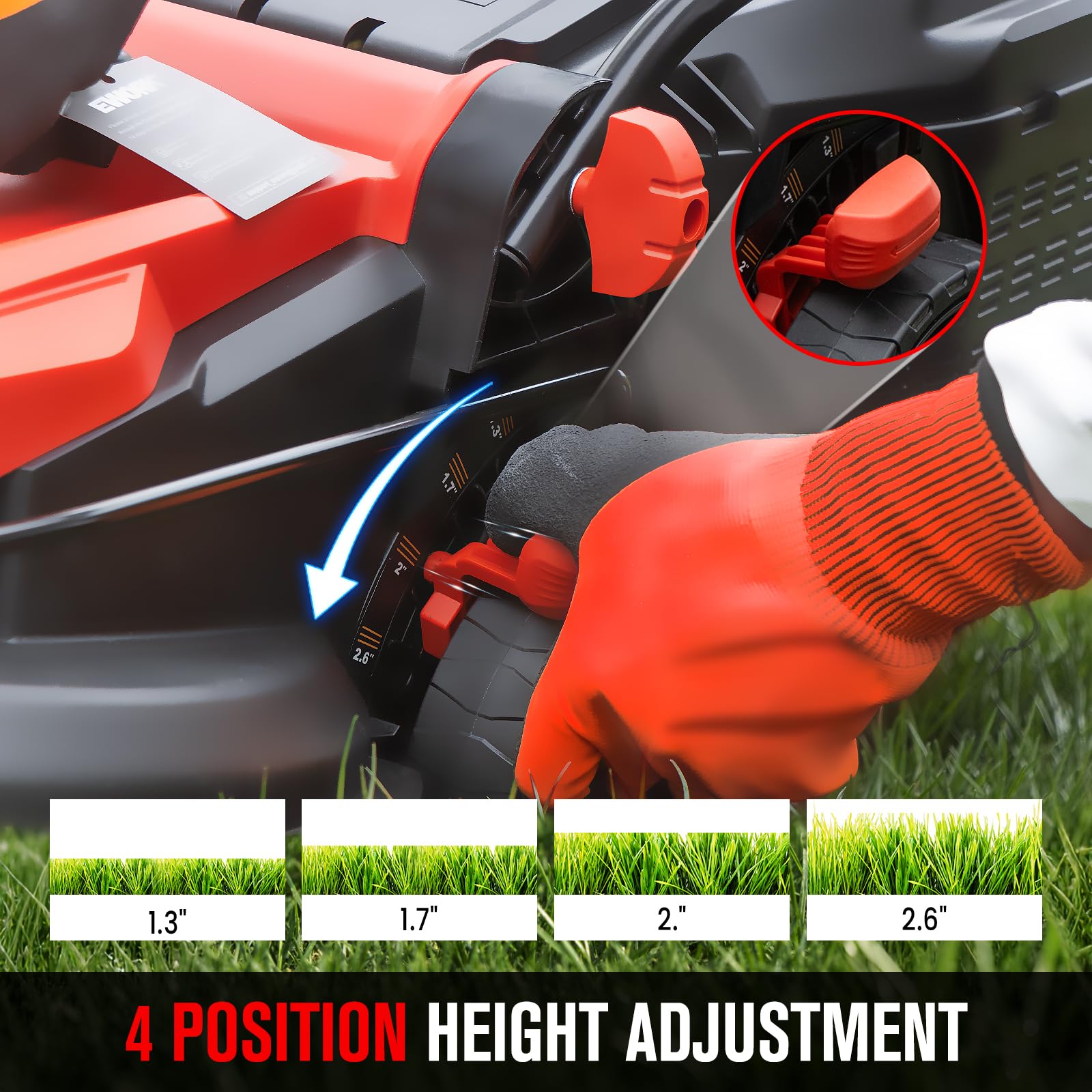 EWORK side profile with smooth wheels for easy maneuvering around obstacles