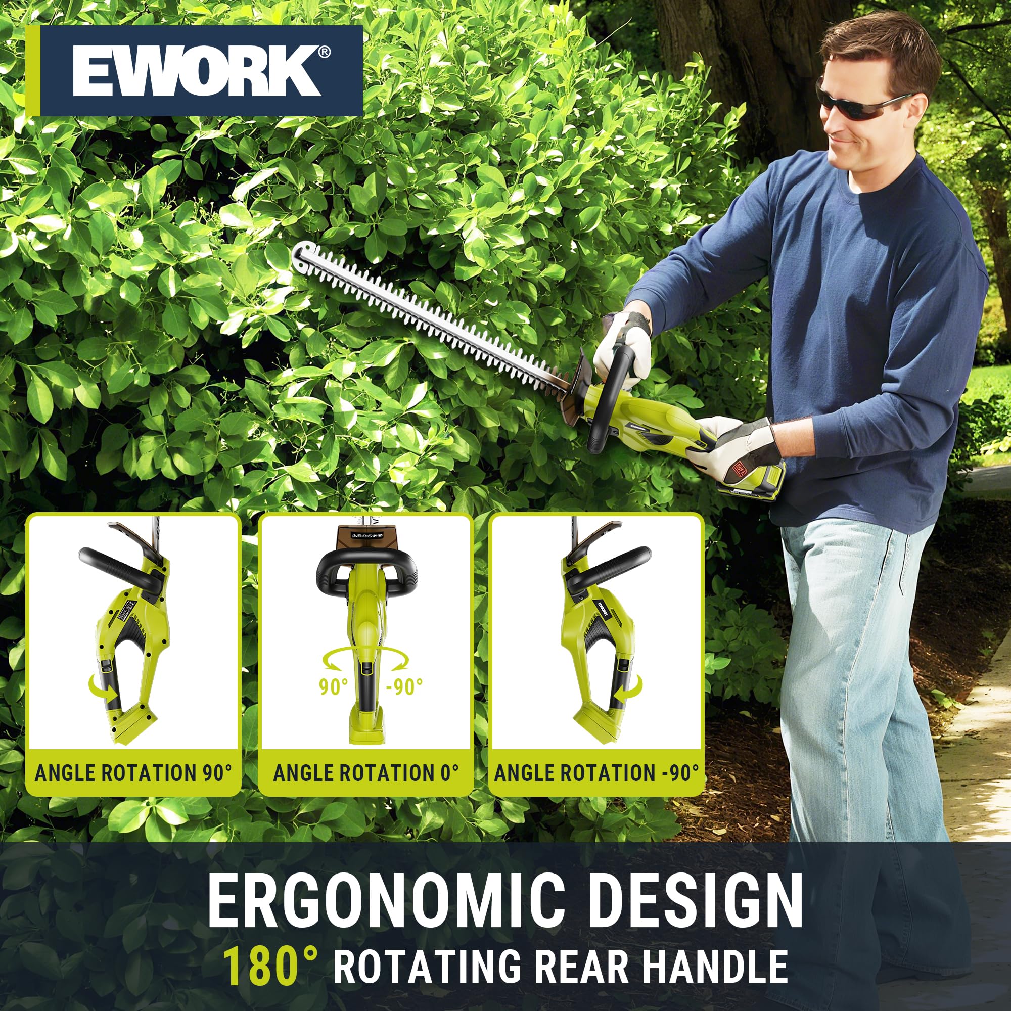 EWORK held in one hand for size comparison showing lightweight easy maneuverability