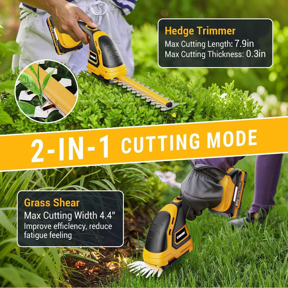 EWORK tools held by person showing compact size and easy handling