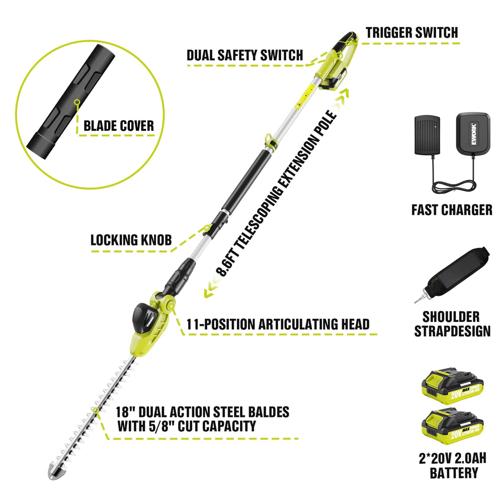 EWORK trimmer next to person showing scale and lightweight handling benefit