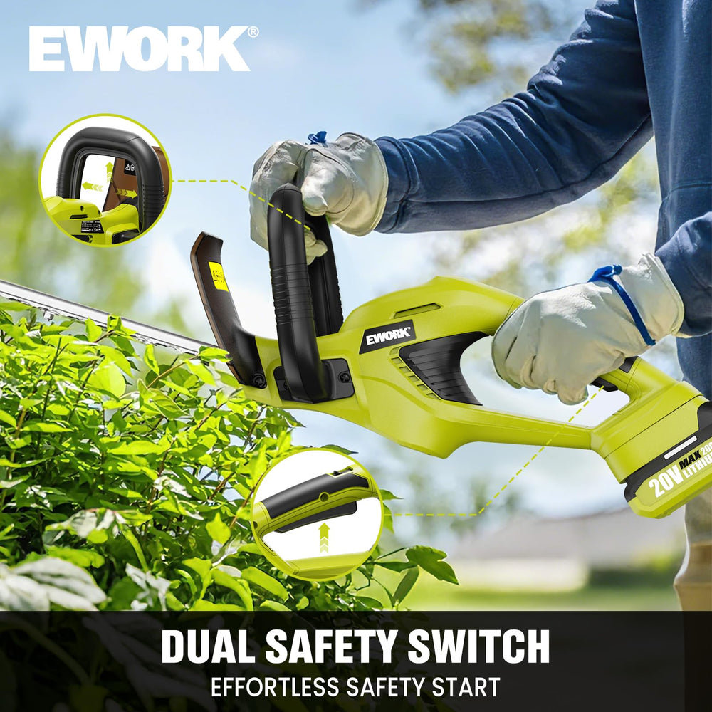 EWORK trimmer lightweight demonstration showing easy maneuvering benefit