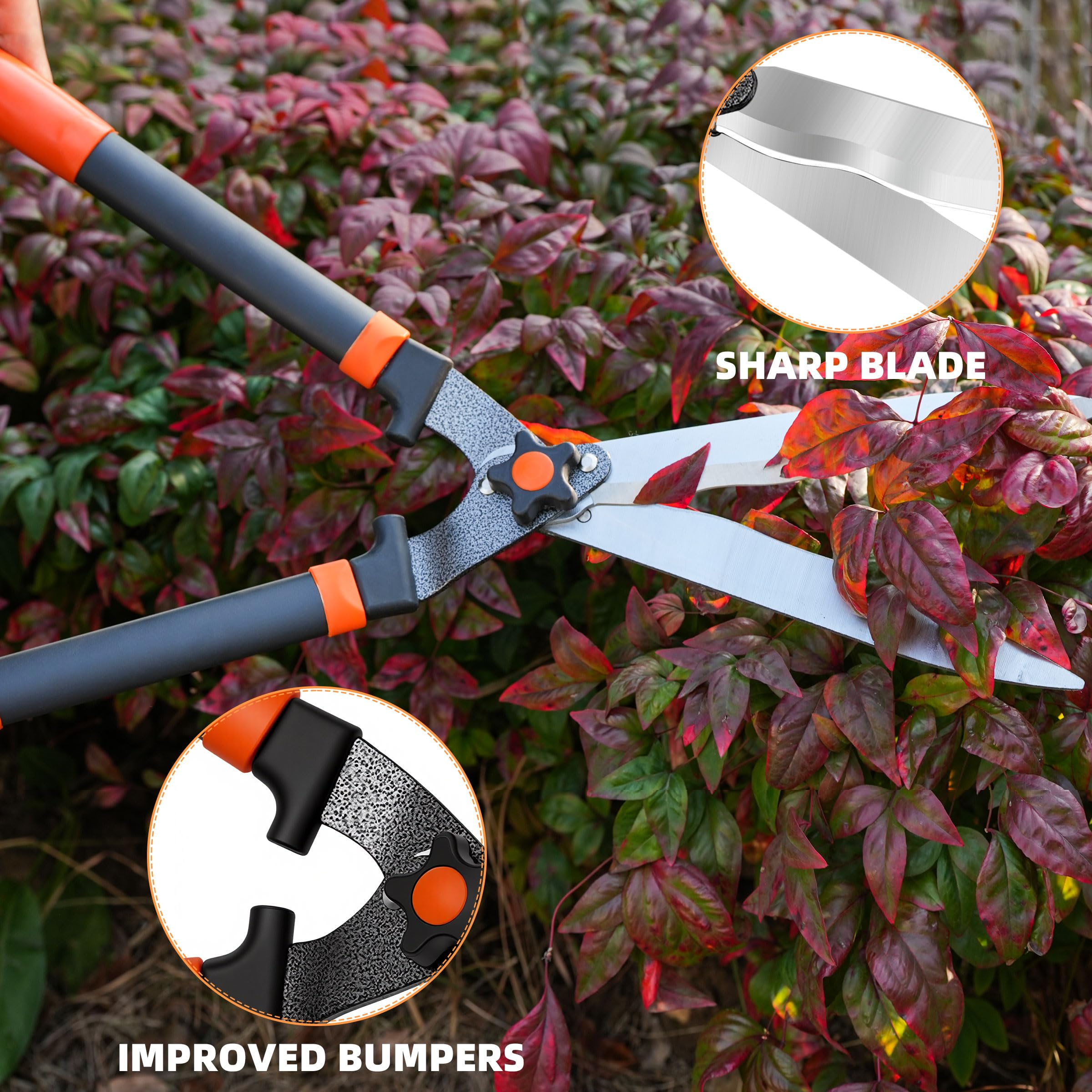 EWPJDK loppers blade close-up showing sharp edge for clean cuts