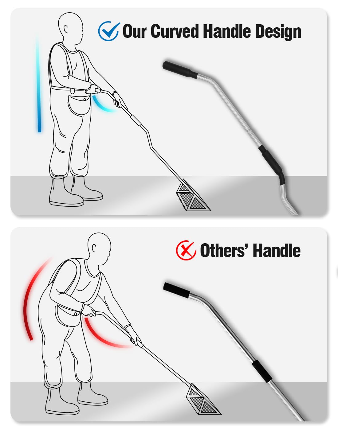 Exact Design fully assembled rake with 52-inch scale for comfortable reach