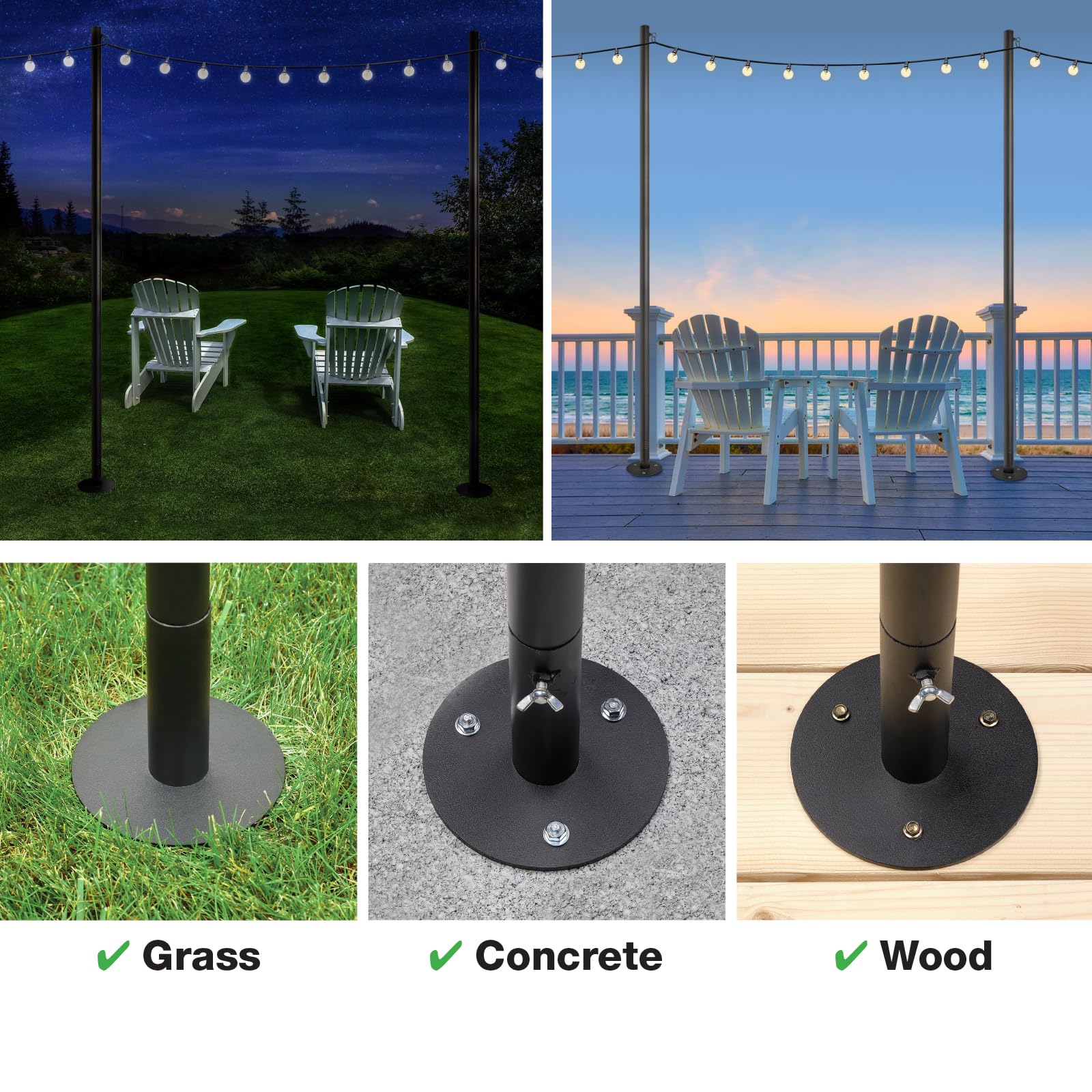 EXCELLO GLOBAL close-up of black powder-coat finish demonstrating weather resistance benefit