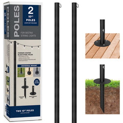 EXCELLO GLOBAL poles front view showing two black powder‑coat poles and bases, durable appearance