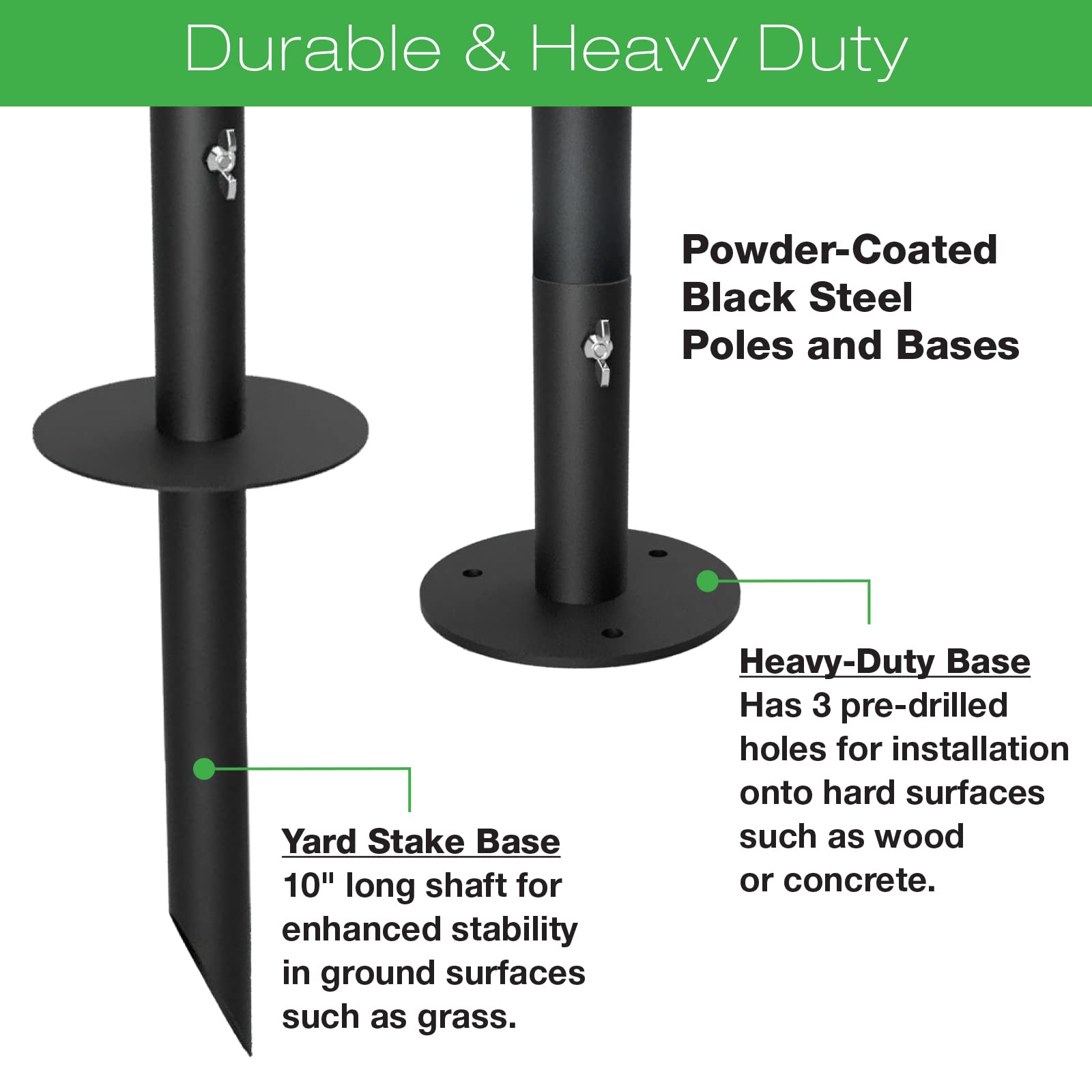 EXCELLO GLOBAL pole extended to 10 feet next to a person for scale, provides high clearance