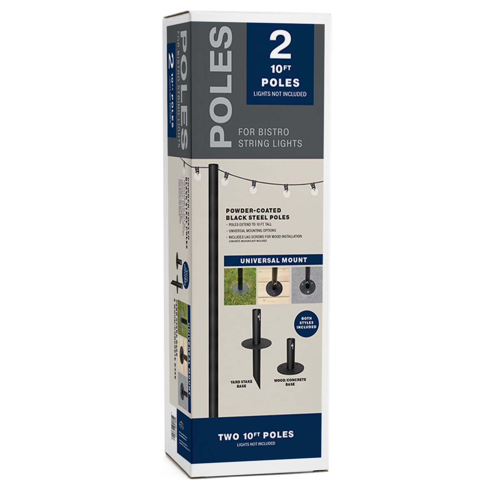 EXCELLO GLOBAL lifestyle patio with string lights hung from poles, creates inviting ambiance