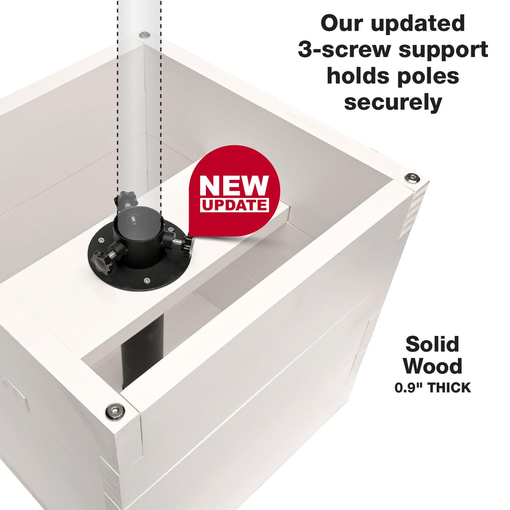 Excello planter assembled with umbrella demonstrating stable outdoor use